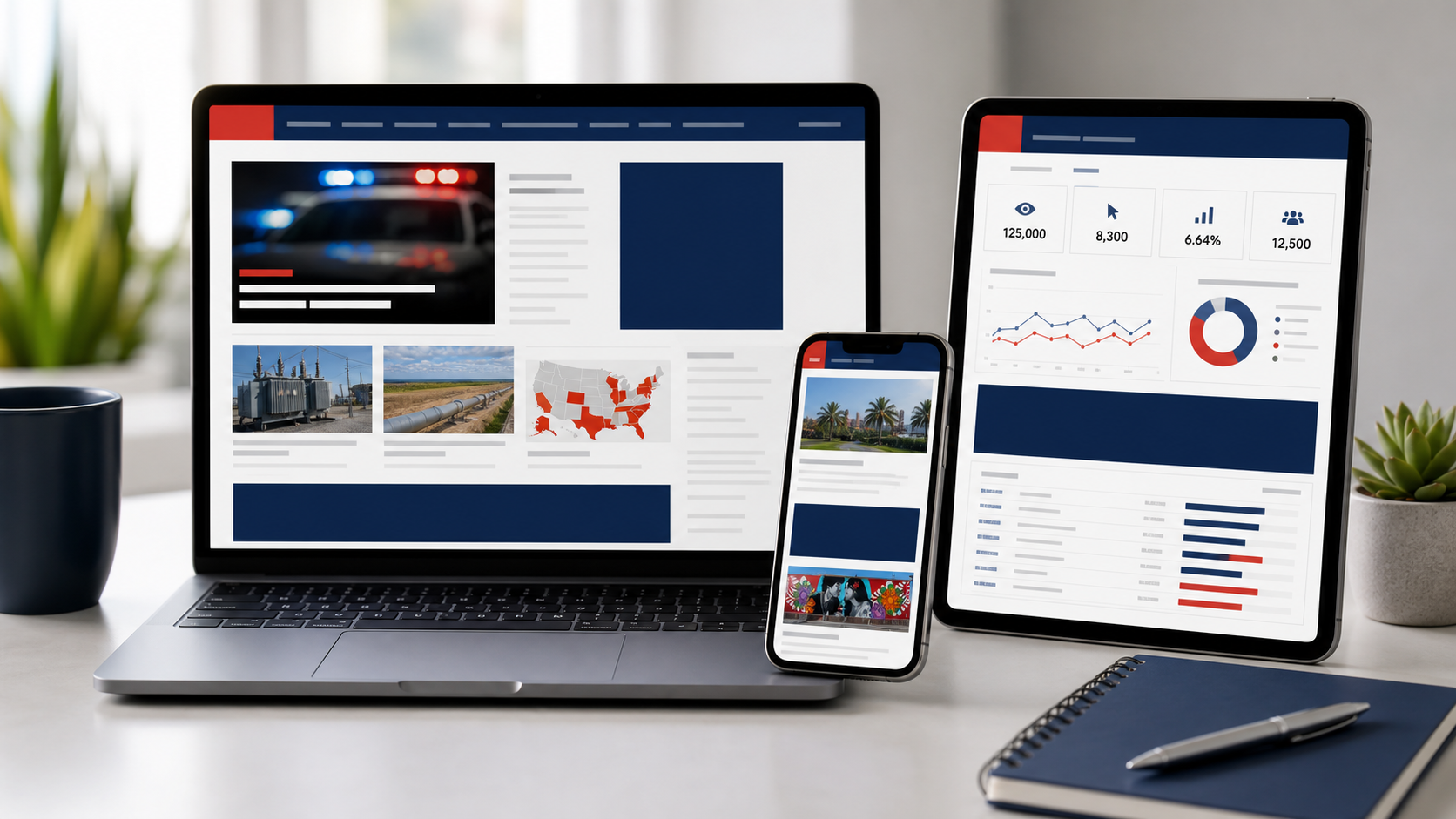 Digital advertising campaign shown across laptop phone and tablet.