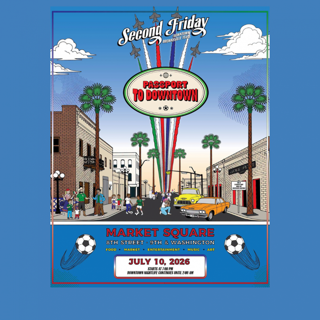 Second Friday Passport to Downtown Brownsville event graphic.