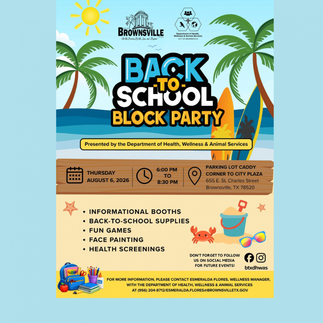 City of Brownsville Back-to-School Block Party event graphic.