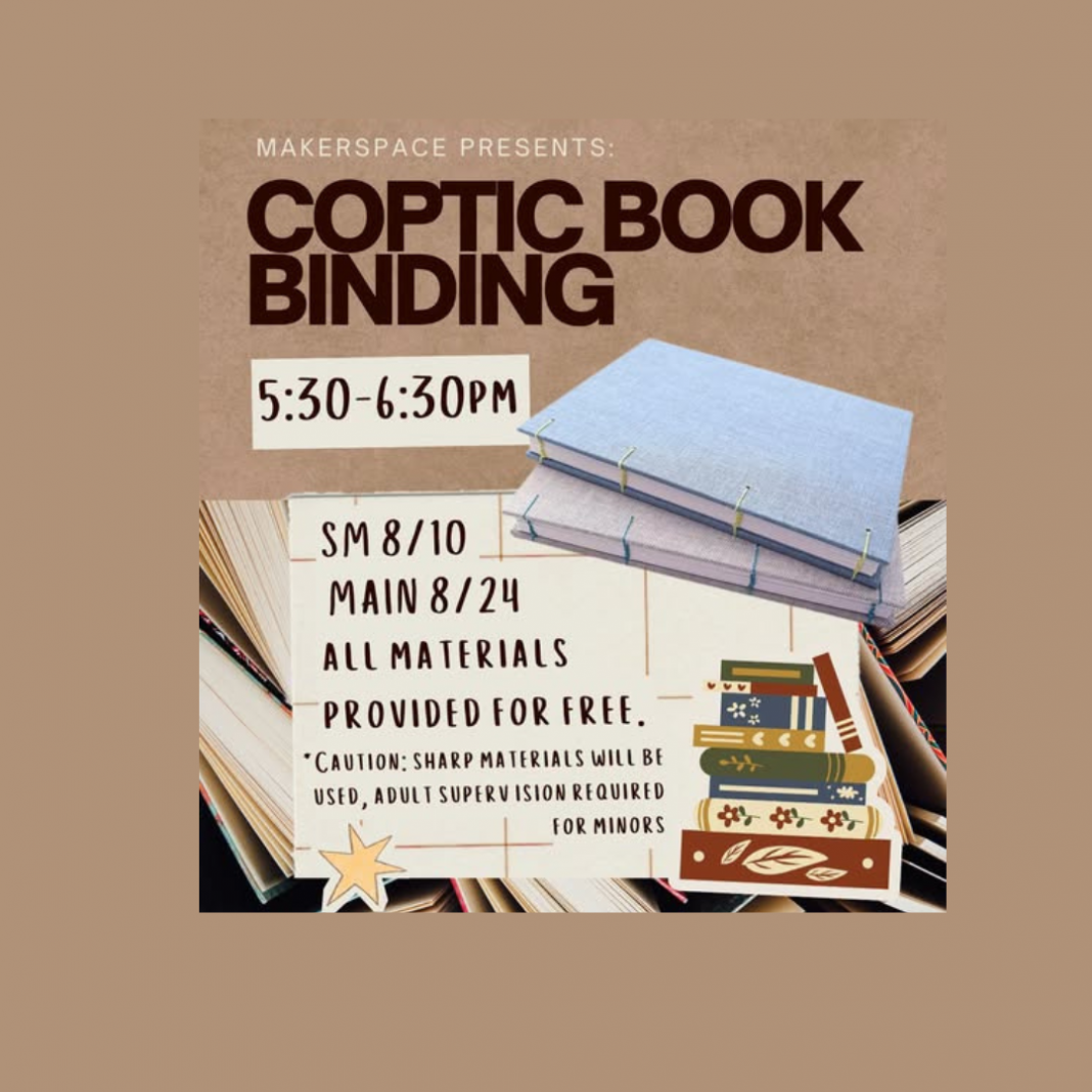 Coptic bookbinding workshop at the Brownsville Public Library