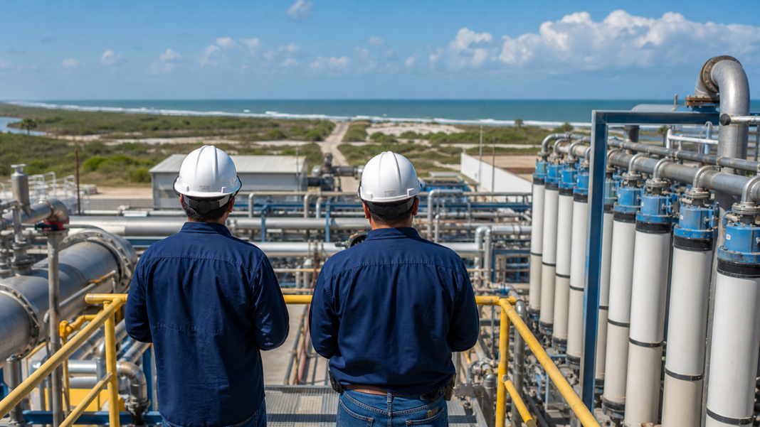 A coastal desalination facility on South Padre Island