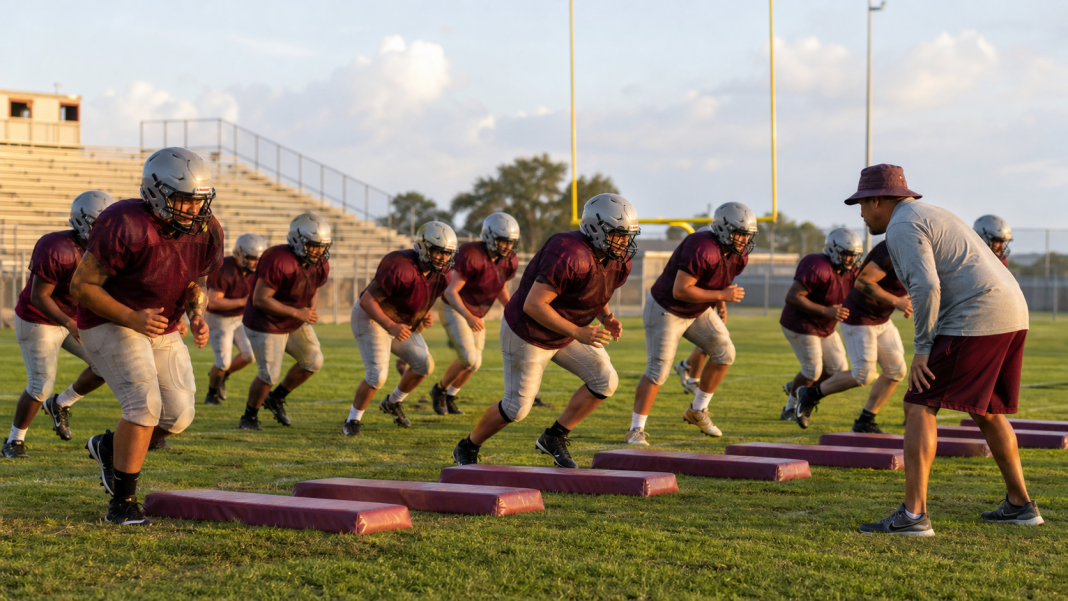 South Texas high school football players practice for the upcoming season