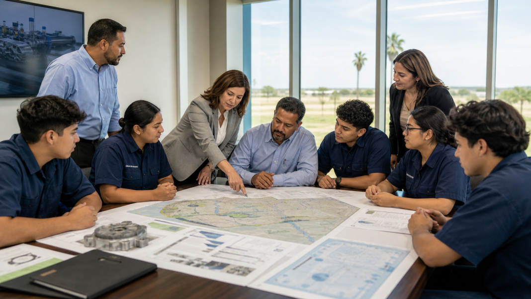 Professionals and technical students discuss regional workforce planning.