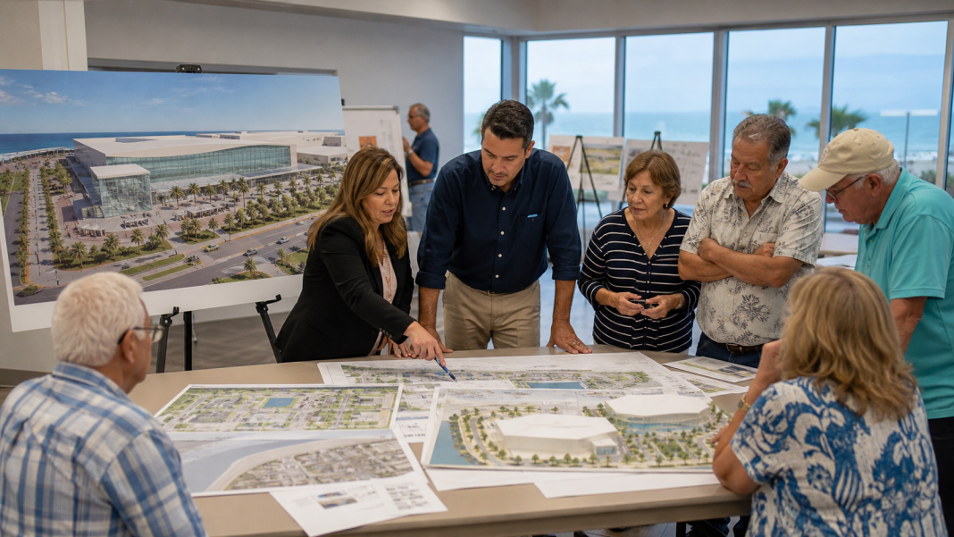 Residents review plans for a coastal convention center expansion