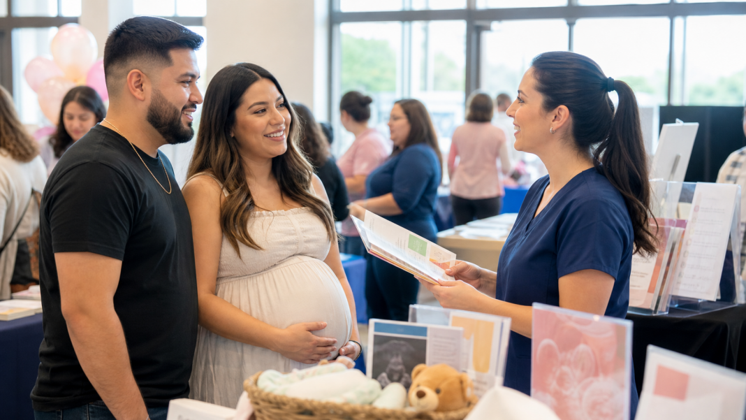 Expectant parents attending a South Texas maternity and newborn health expo