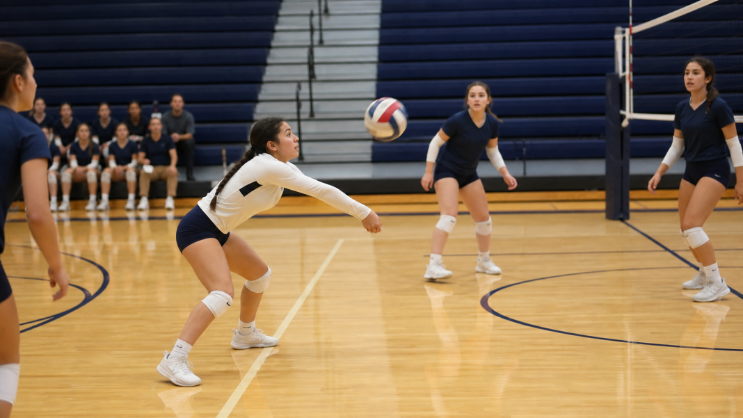 Illustration of a South Texas girls high school volleyball match
