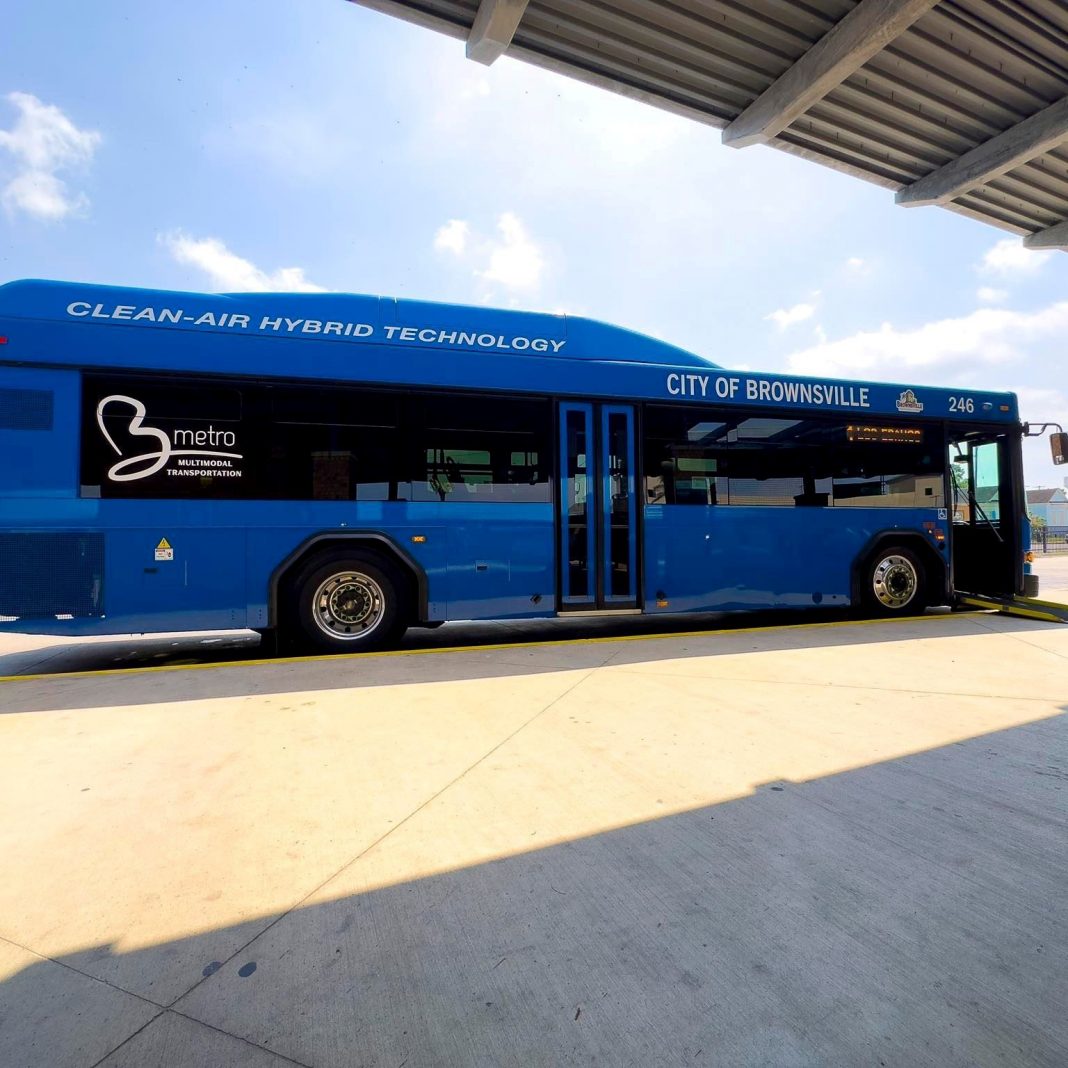 A blue City of Brownsville BMetro bus