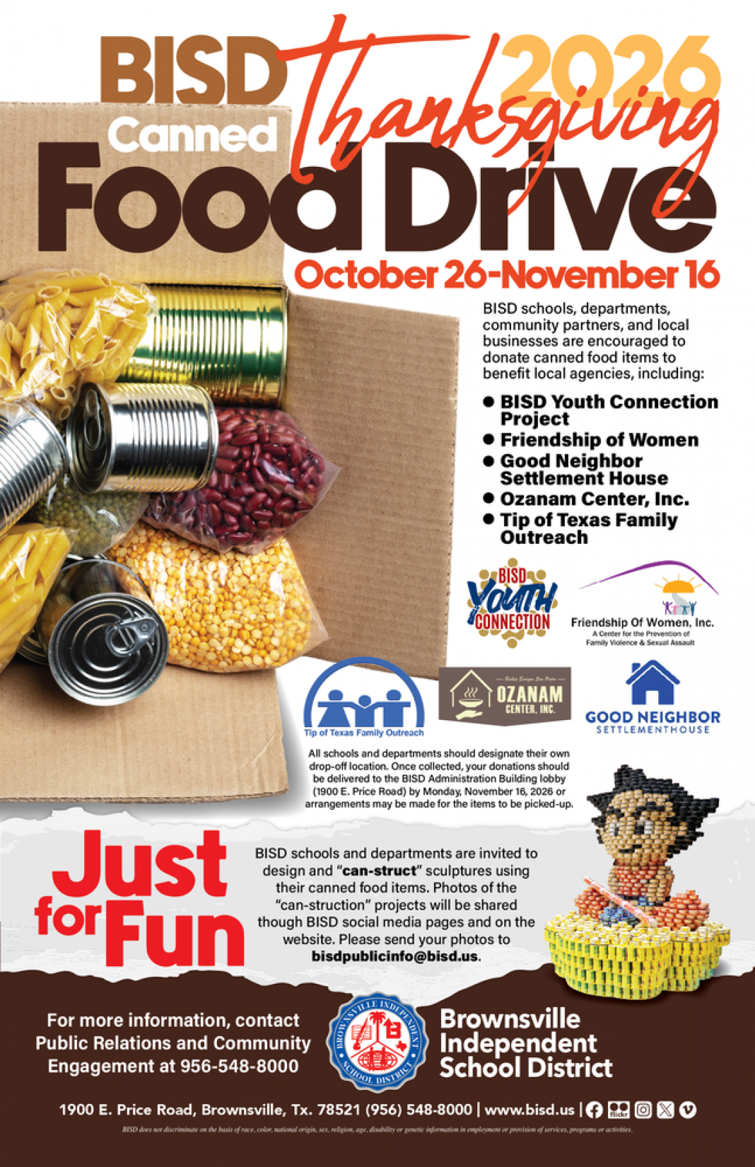 Brownsville ISD Announces Thanksgiving Canned Food Drive