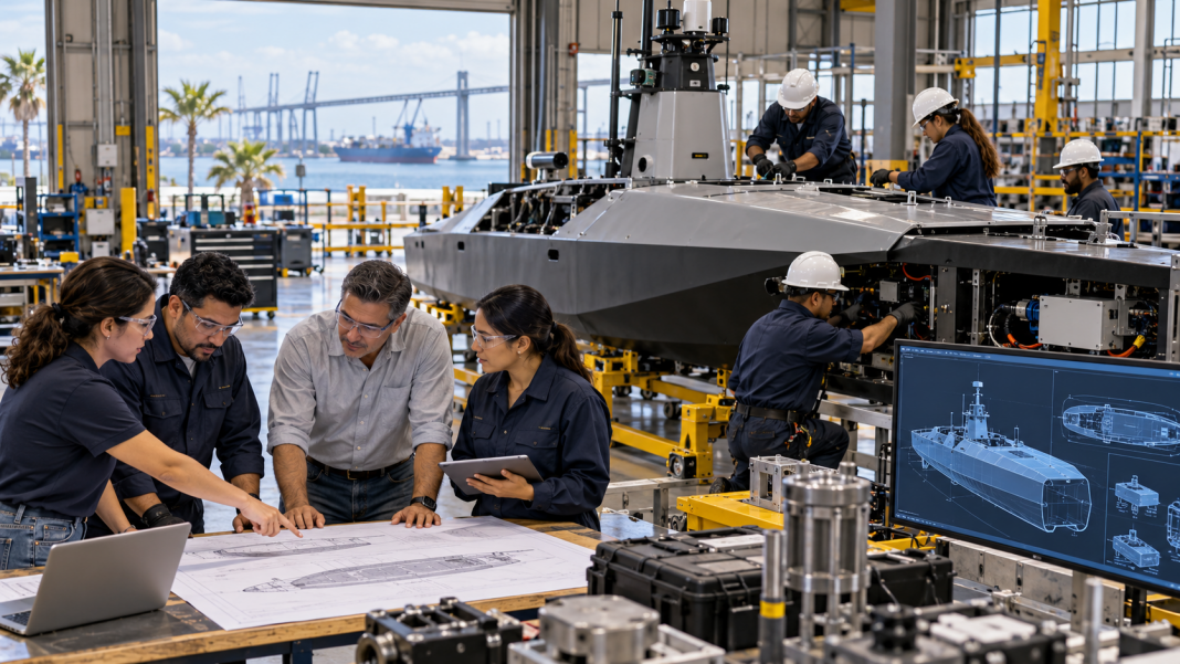 Illustration of an advanced manufacturing team at work